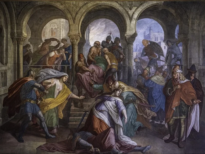1812-Michael Echter - Morte di Crimilde. (sala della vendetta (sale dei Nibelunghi) della residenza di Monaco)